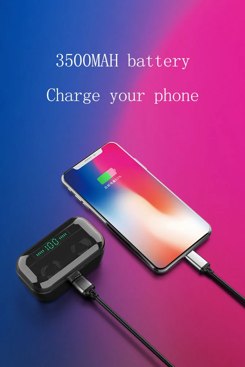 2019 waterproof earphone headphone earbuds tws 5.0 bluetooth earphone earbuds for all phone - ANKUX.COM