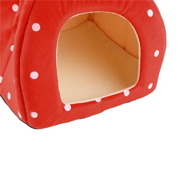 1pc Soft Strawberry Pet Igloo Dog Cat House Kennel Doggy Fashion Cushion Basket Newest hot search
