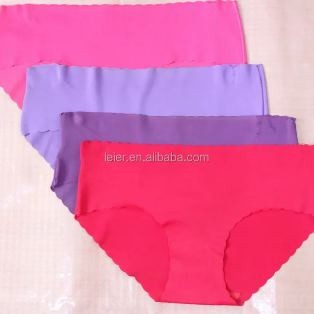 mixed colored nylon low waist laser cut brief panty