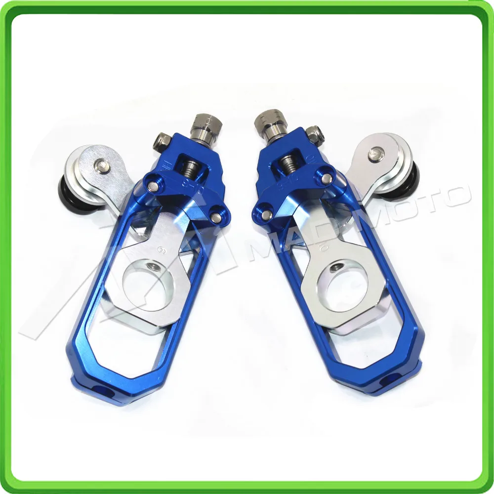 Motorcycle Chain Tensioner Adjuster with paddock bobbins fit for HONDA CBR 1000 RR CBR1000RR 2004 2005 2006 2007 Blue & Silver (4)