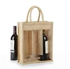 Eco-Friendly Wooden Handle Jute Bag Wine Bottle Bag Gift Packaging Shopping Bag with Transparent Window