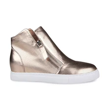 Women pin-punch leather flat increased within sneaker