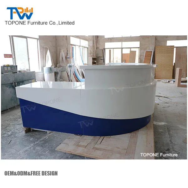 White Led Modern Curved Reception Desk Buy Curved Office