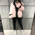 women genuine leather turn-down collar long sleeve real fox fur coat ladies natural fox fur jacket