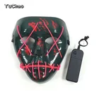 New design EL wire mask for holiday and Party DIY decorations and Carnival Cheering and Event Led glowing light on By DC-3V