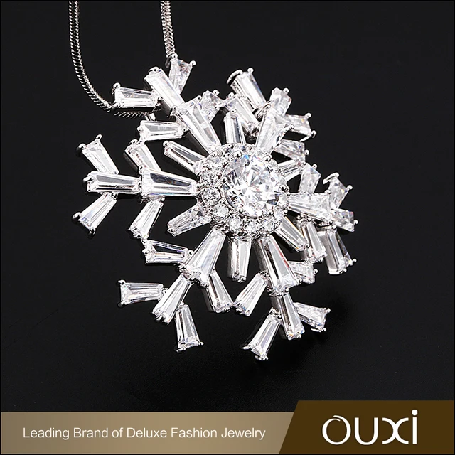 new design christmas cooper rhodium shinning zircon snow flower