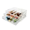 wholesale beauty brush holder 3 drawers counter makeup vanity organizer, clear acrylic drawer organizer with finger holes