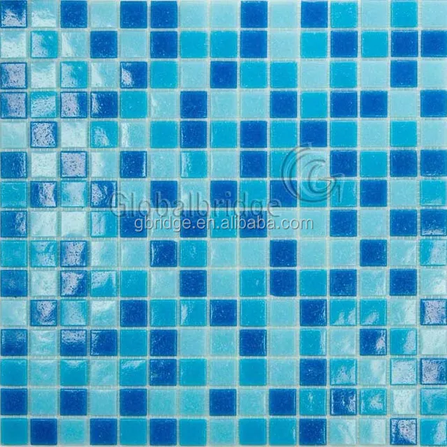 Hot blue mixture glass mosaic tile for swimming pool or bathroom