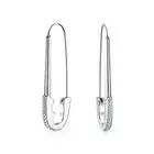Custom Silver Tone Stainless Steel Safety Pin Earrings