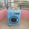 Washing machine shape laundry detergent laundry powder storage box packaging metal tin with plastic handle and body window
