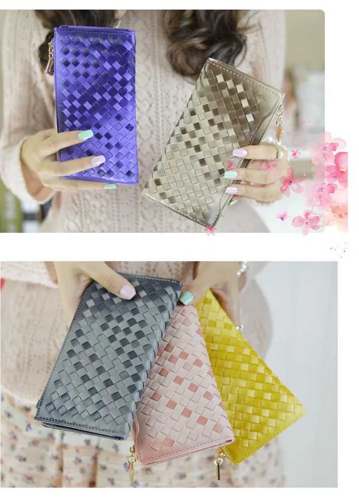 gradient woven wallets for women