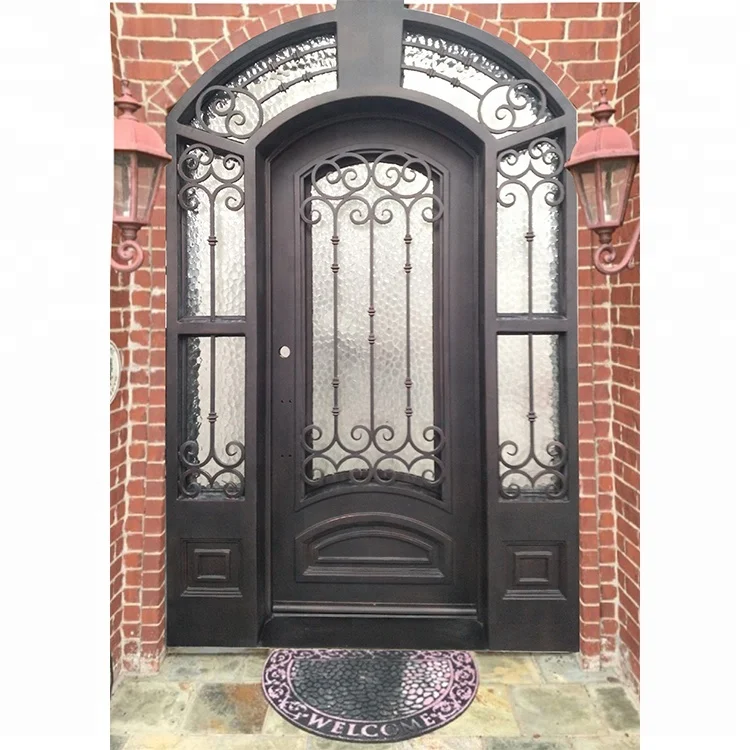Modern Safety Exterior Door Wrought Iron Main Entrance Doors Grill