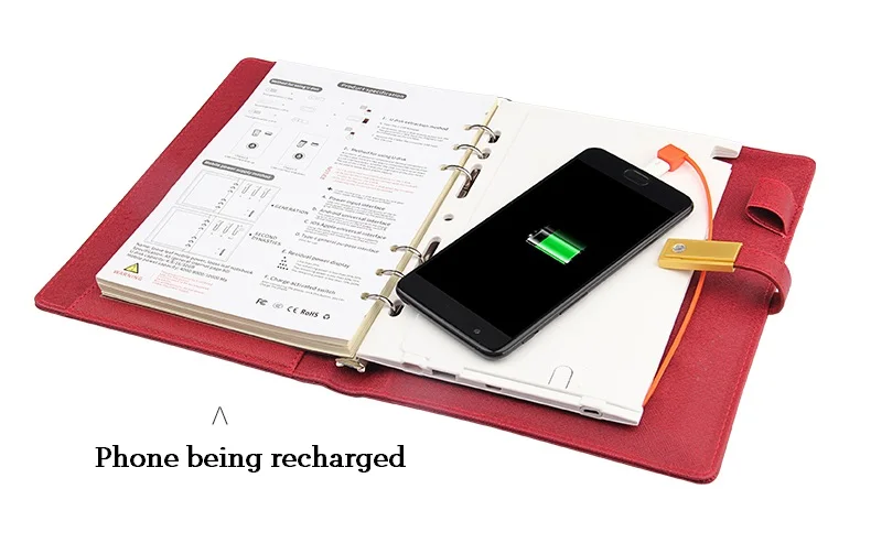 newest a5 pu leather notebook organizer with powerbank 8000 mah