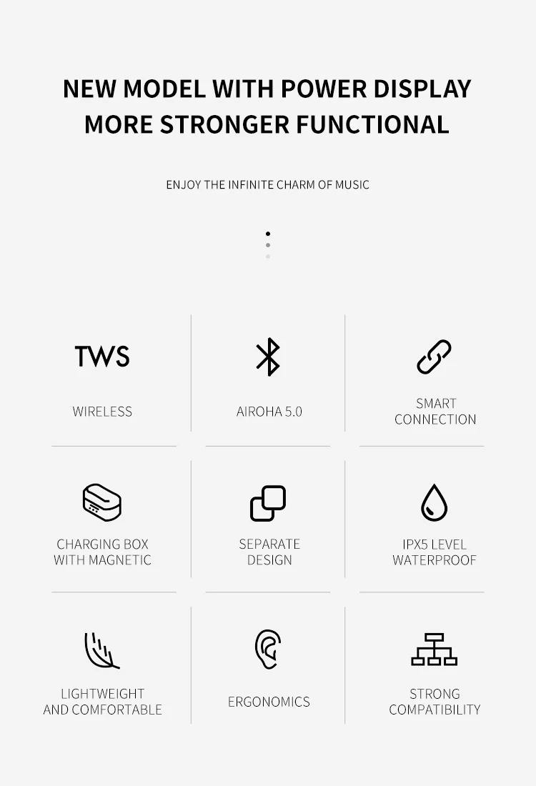 Jellico J29 wireless headset TWS earphone 60mAh earphone 800mAh charging box for phone - ANKUX.COM