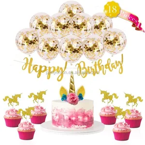 theme birthday party decorations, happy birthday banner cup cake