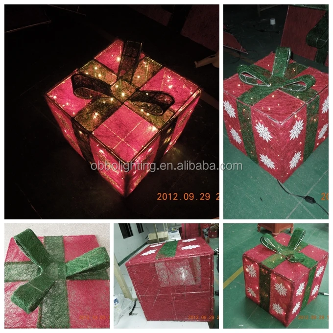 rohs approval led 3d motif gift box light christmas decoration