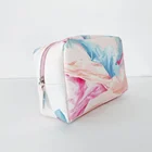 Fashion landscape digital printed rectangular shape make up cosmetic bag pouch