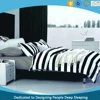 China 120GSM Polyester Bedding Modern Fashion Black White Stripes Bed Sheet Set Queen King Size
