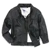 custom fashion brands private label outdoor plain black pu leather korean bomber kids jackets