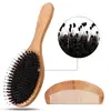 High Quality 100% Natural Boar Bristle Hair Brush Professional Bamboo Hair Brush With Hair Comb Oval Massage Brush Wholesale