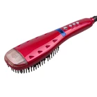 Red LED electric fast ceramic hair straightener heating with flat iron brush hair straightener brush fast
