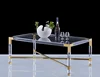 Modern square fancy acrylic coffee table custom clear hot sale acrylic end table with brass corner acrylic furniture