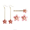 2018 fashion jewellery korean pink acrylic cherry flower gold peach blossom earrings