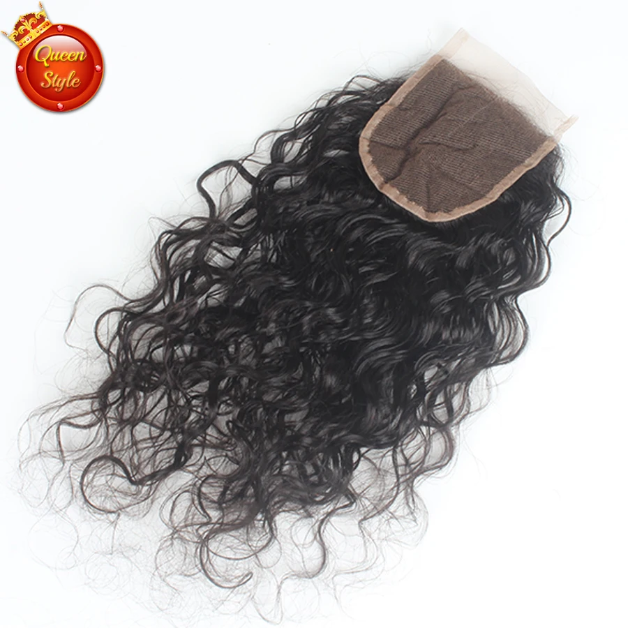 7A Unprocessed Brazilian Water Wave Closure 3.5x4 Free Middle 3 Part Closure Virgin Human Hair Closure Piece Lace Closures