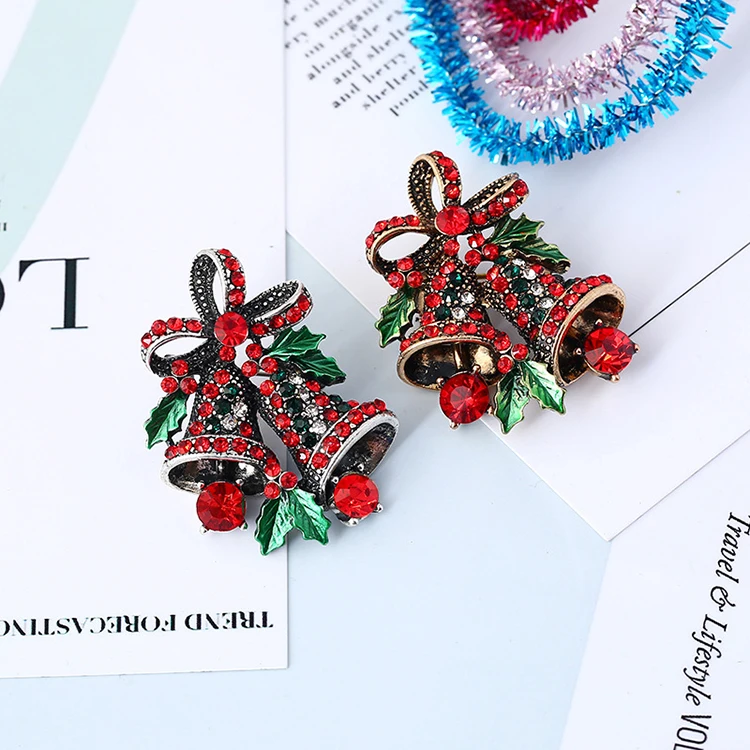favorite luxurious red full crystal bell brooch christmas brooch