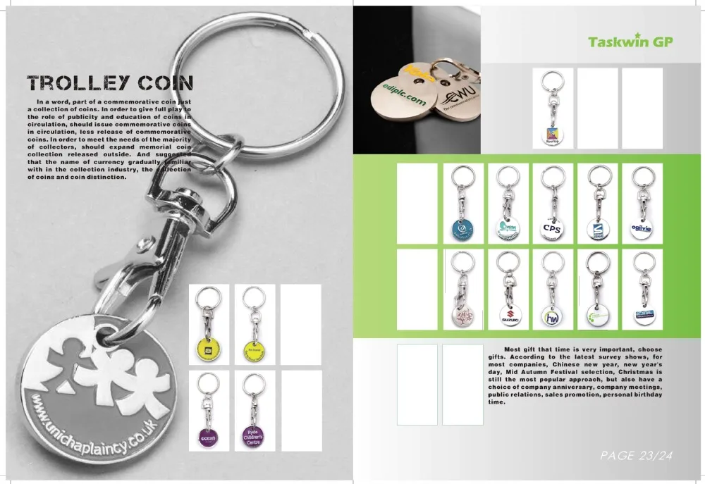 High quality zinc alloy material custom shopping trolley coin keyring