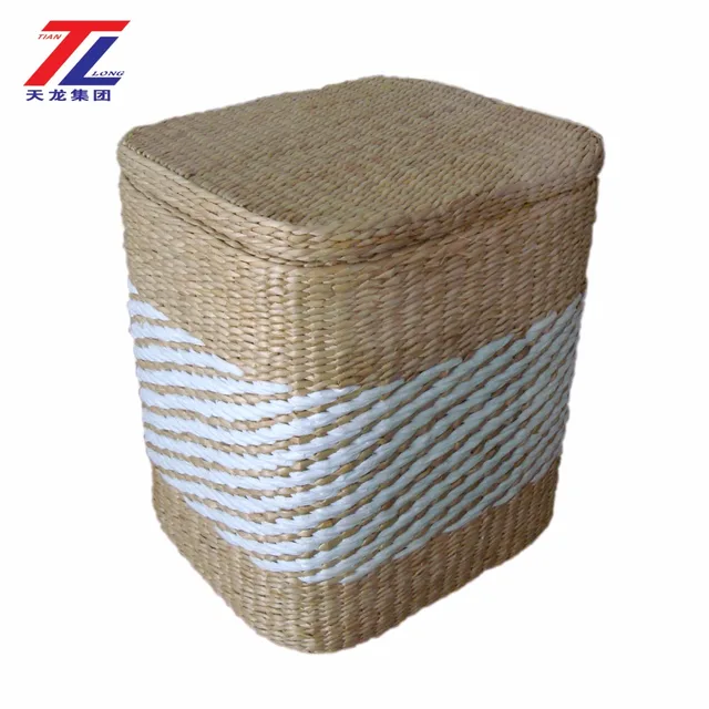 basket hamper hot sale handmade straw fabric covered storage
