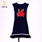 Baby Girls Dress Woven Cotton Red crab pattern Party Dress For Girls