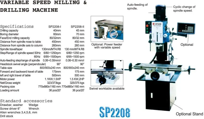 manual Milling and drilling machine p2208-II