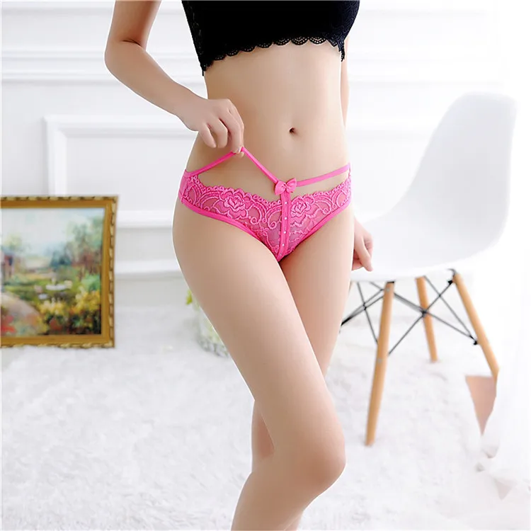 Stock New Women Lace Sey Panties Knickers Bikini Lingerie Underwear Hollow Flower Lover rose Thongs Underwear Women Briefs Girls