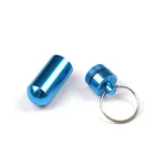 Waterproof Capsule Shape Mini Portable Aluminum Metal Pill Box with Keychain