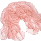 Howmay silk scarf chiffon 100% pure silk shawl plain dyed multicolor for women transparent lightweight scarf