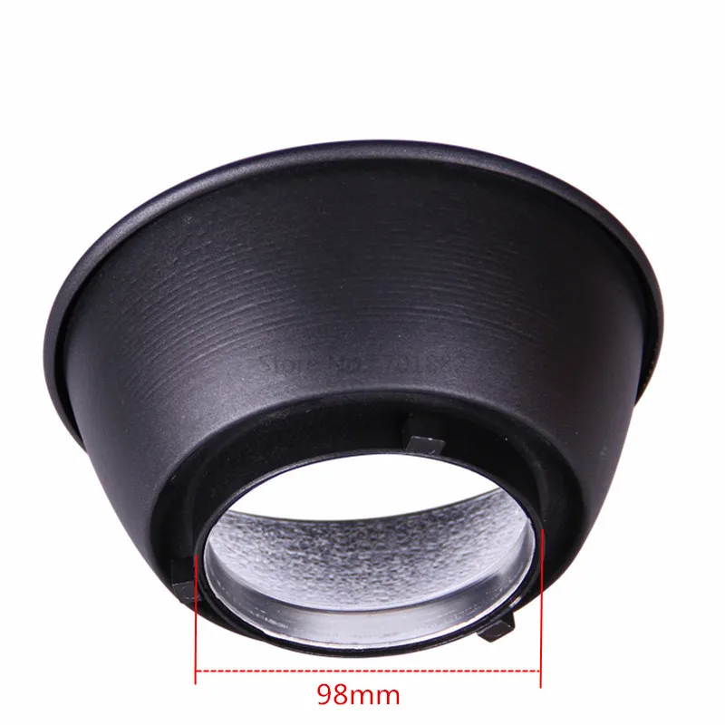 NICEFOTO 98mm Mount Lampshade Reflector Aluminum Silver inside Reflector for Flash Strobe SN-16 (1)