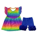 Top quality cotton rainbow kids sets outfits wholesale children boutique clothing