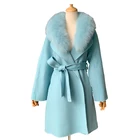 Mao Mao Fur New Arrival Skirt Overcoat Handmade Women Wool Coat with Fur Fox Collar