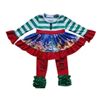 Children Christmas clothes sets long sleeves tunic match ruffle pants boutique kids autumn outfits