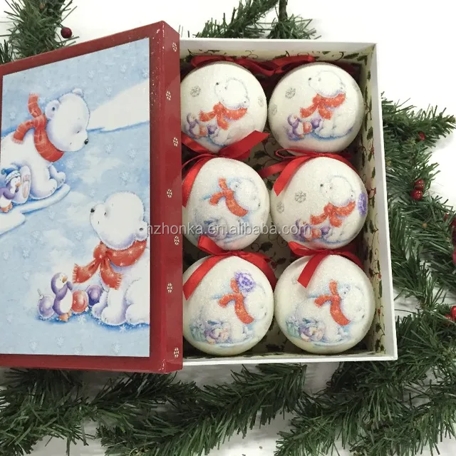 polyfoam ball wrapped bird bear design christmas tree ornament