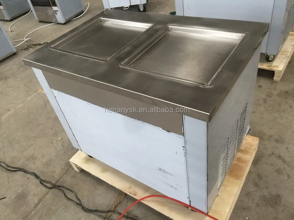 Double 2 Square Pan Fried Ice Cream Roll Making Machine