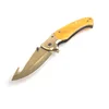 Gold Titanium Plated Anti Rusting Survival Pocket Hunting Knife with Hook Cutter