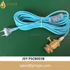 E26 E27 golden brass lampholder blue fabric cable transparent eu plug with 303 switch braided power cord
