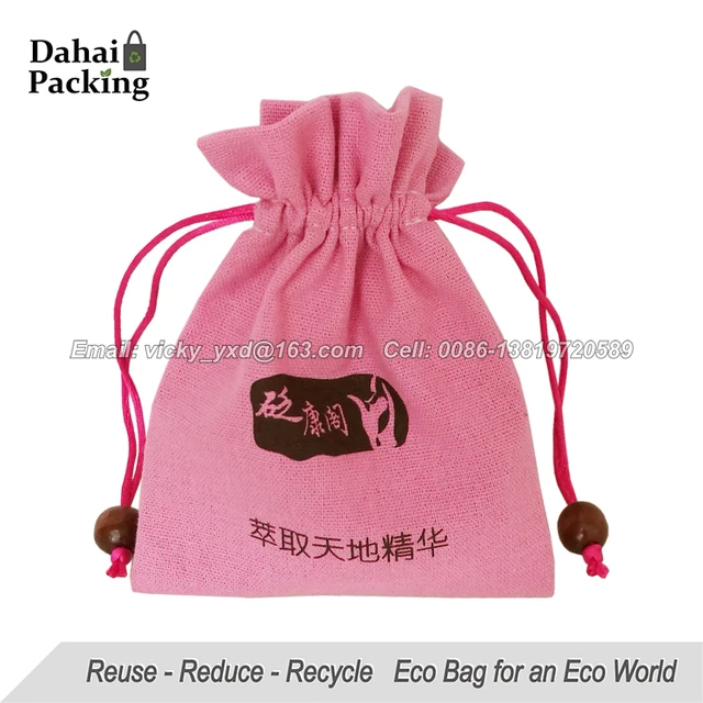 bag, small pink cotton drawstring pouch, cotton pouch bag for