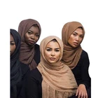 Hot sale products fashion style fantastic admirable plain color wholesale muslim crinkle hijabs cotton