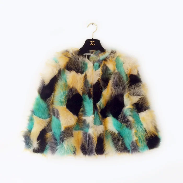Fashion multicolour 2015 luxury faux fox fur short coat design fur women's