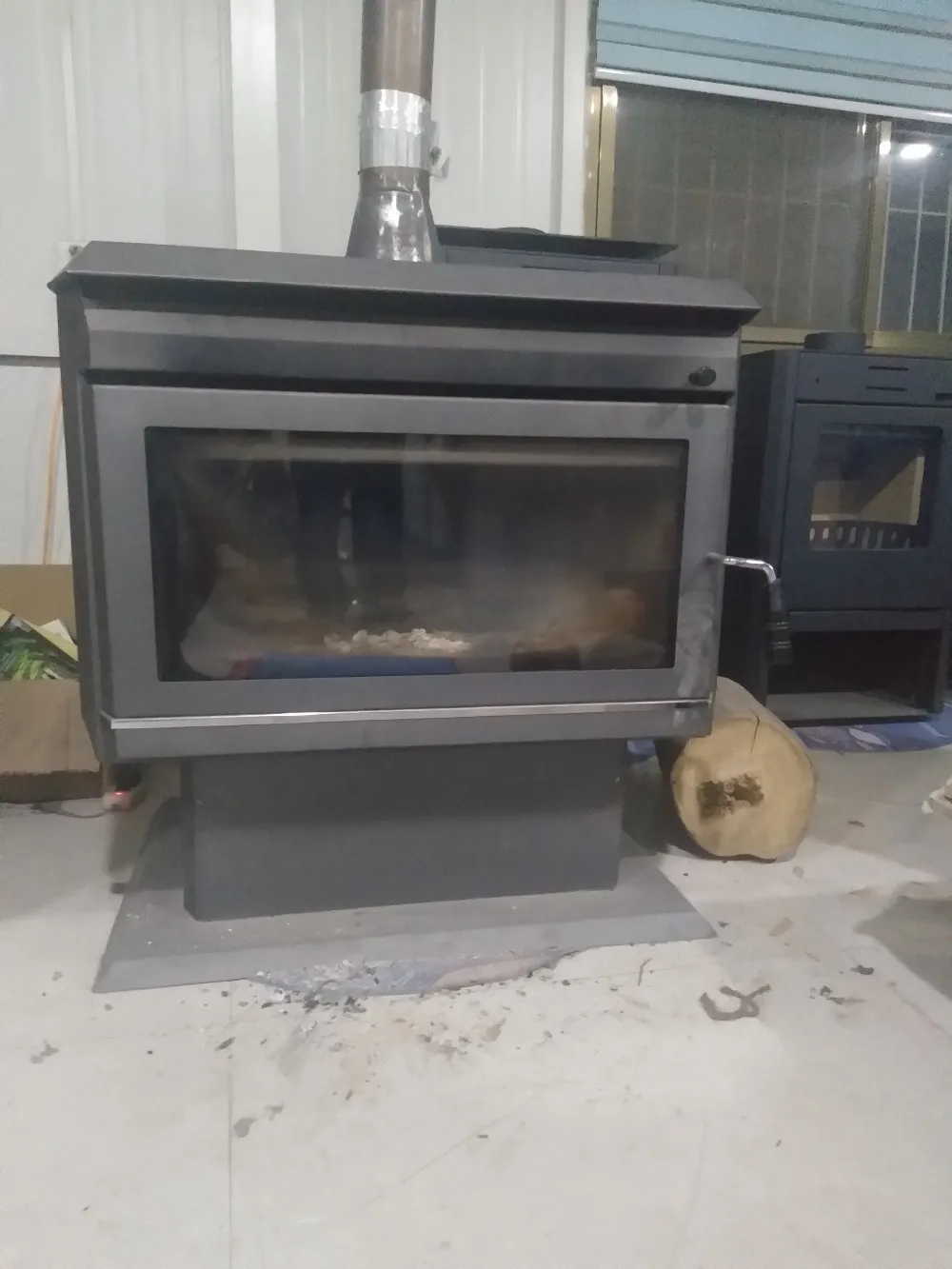 wood stove with chimney