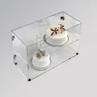 High quality acrylic cake display case 2 tiers with 2 doors display box