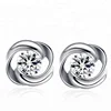 Genuine 925 Sterling Silver Rose Earrings Rotates love flower ear nail accessories to prevent allergy